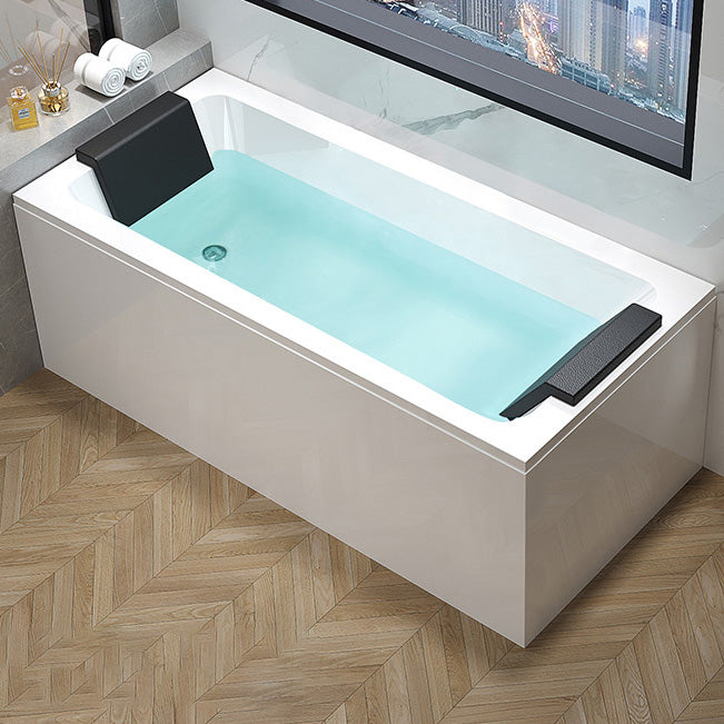 Flat Bottom Soaking Bathtub Antique Finish Rectangular Modern Bath Tub Left Tub with Pillow Clearhalo 'Bathroom Remodel & Bathroom Fixtures' 'Bathtubs' 'Home Improvement' 'home_improvement' 'home_improvement_bathtubs' 'Showers & Bathtubs' 7003497