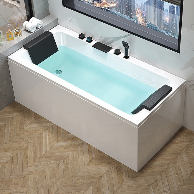 Flat Bottom Soaking Bathtub Antique Finish Rectangular Modern Bath Tub Left Tub with Black 5-Piece Set Clearhalo 'Bathroom Remodel & Bathroom Fixtures' 'Bathtubs' 'Home Improvement' 'home_improvement' 'home_improvement_bathtubs' 'Showers & Bathtubs' 7003498