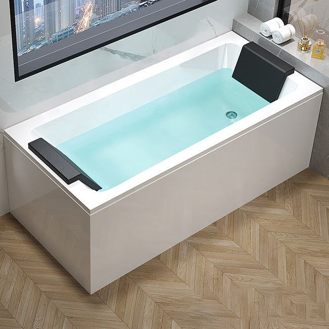 Flat Bottom Soaking Bathtub Antique Finish Rectangular Modern Bath Tub Right Tub with Pillow Clearhalo 'Bathroom Remodel & Bathroom Fixtures' 'Bathtubs' 'Home Improvement' 'home_improvement' 'home_improvement_bathtubs' 'Showers & Bathtubs' 7003500