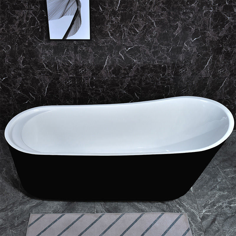 Modern Acrylic Freestanding Bathtub Soaking Single Slipper Tub in White Black Tub Clearhalo 'Bathroom Remodel & Bathroom Fixtures' 'Bathtubs' 'Home Improvement' 'home_improvement' 'home_improvement_bathtubs' 'Showers & Bathtubs' 7003545