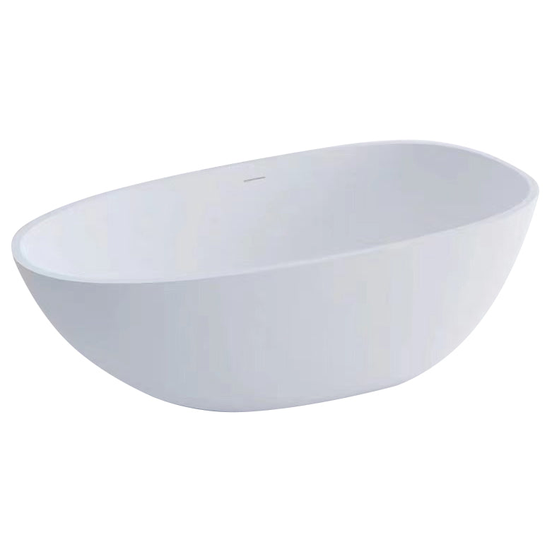 Modern Stone Oval Bath Freestanding Soaking Bathtub in White Clearhalo 'Bathroom Remodel & Bathroom Fixtures' 'Bathtubs' 'Home Improvement' 'home_improvement' 'home_improvement_bathtubs' 'Showers & Bathtubs' 7003592