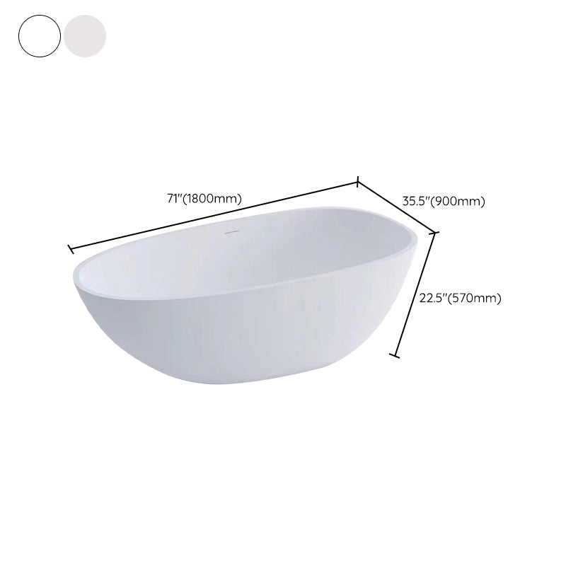 Modern Stone Oval Bath Freestanding Soaking Bathtub in White Clearhalo 'Bathroom Remodel & Bathroom Fixtures' 'Bathtubs' 'Home Improvement' 'home_improvement' 'home_improvement_bathtubs' 'Showers & Bathtubs' 7003599