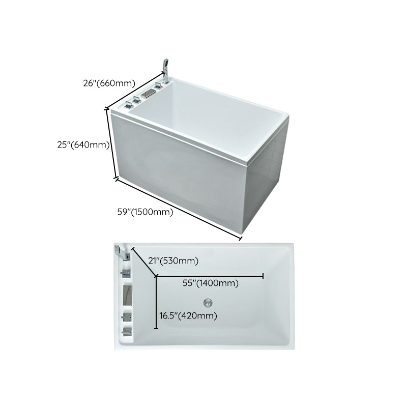 Acrylic Rectangular Bathtub Soaking Back to Wall Tub , 25.2" Tall Clearhalo 'Bathroom Remodel & Bathroom Fixtures' 'Bathtubs' 'Home Improvement' 'home_improvement' 'home_improvement_bathtubs' 'Showers & Bathtubs' 7003699