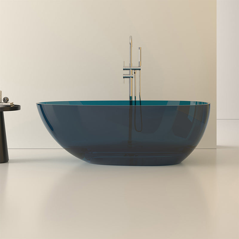 Modern Acrylic Oval Bathtub Soaking Freestanding Center Bathtub Blue 63"L x 31"W x 21"H Clearhalo 'Bathroom Remodel & Bathroom Fixtures' 'Bathtubs' 'Home Improvement' 'home_improvement' 'home_improvement_bathtubs' 'Showers & Bathtubs' 7003732