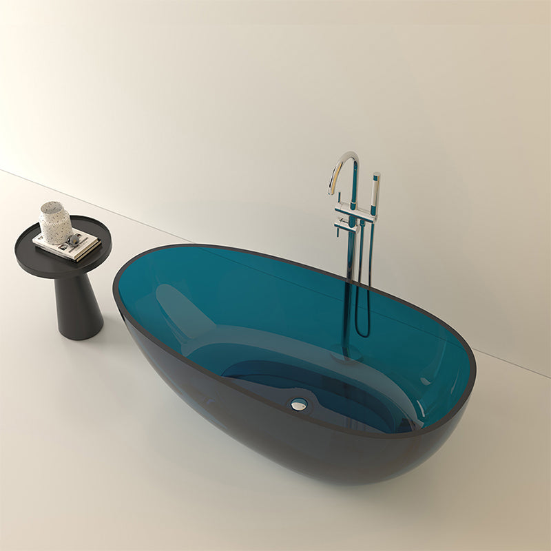 Modern Acrylic Oval Bathtub Soaking Freestanding Center Bathtub Blue Clearhalo 'Bathroom Remodel & Bathroom Fixtures' 'Bathtubs' 'Home Improvement' 'home_improvement' 'home_improvement_bathtubs' 'Showers & Bathtubs' 7003733