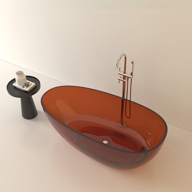 Modern Acrylic Oval Bathtub Soaking Freestanding Center Bathtub Orange Clearhalo 'Bathroom Remodel & Bathroom Fixtures' 'Bathtubs' 'Home Improvement' 'home_improvement' 'home_improvement_bathtubs' 'Showers & Bathtubs' 7003734