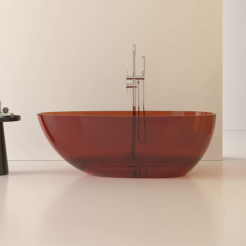 Modern Acrylic Oval Bathtub Soaking Freestanding Center Bathtub Red 63"L x 31"W x 21"H Clearhalo 'Bathroom Remodel & Bathroom Fixtures' 'Bathtubs' 'Home Improvement' 'home_improvement' 'home_improvement_bathtubs' 'Showers & Bathtubs' 7003735
