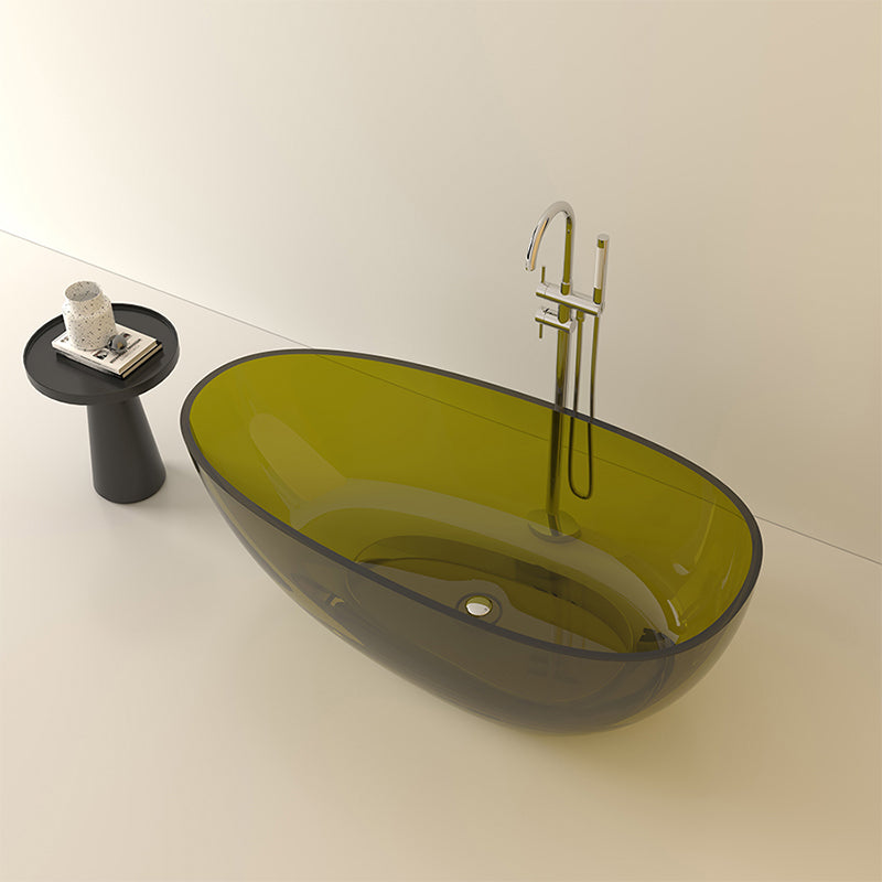 Modern Acrylic Oval Bathtub Soaking Freestanding Center Bathtub Green Clearhalo 'Bathroom Remodel & Bathroom Fixtures' 'Bathtubs' 'Home Improvement' 'home_improvement' 'home_improvement_bathtubs' 'Showers & Bathtubs' 7003736