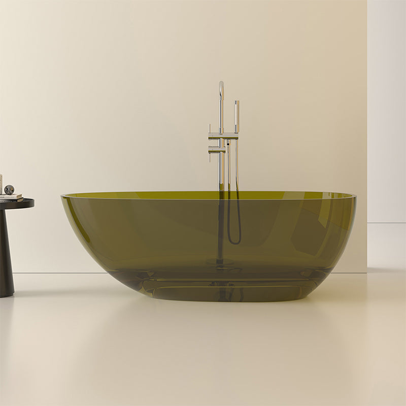 Modern Acrylic Oval Bathtub Soaking Freestanding Center Bathtub Green 63"L x 31"W x 21"H Clearhalo 'Bathroom Remodel & Bathroom Fixtures' 'Bathtubs' 'Home Improvement' 'home_improvement' 'home_improvement_bathtubs' 'Showers & Bathtubs' 7003737