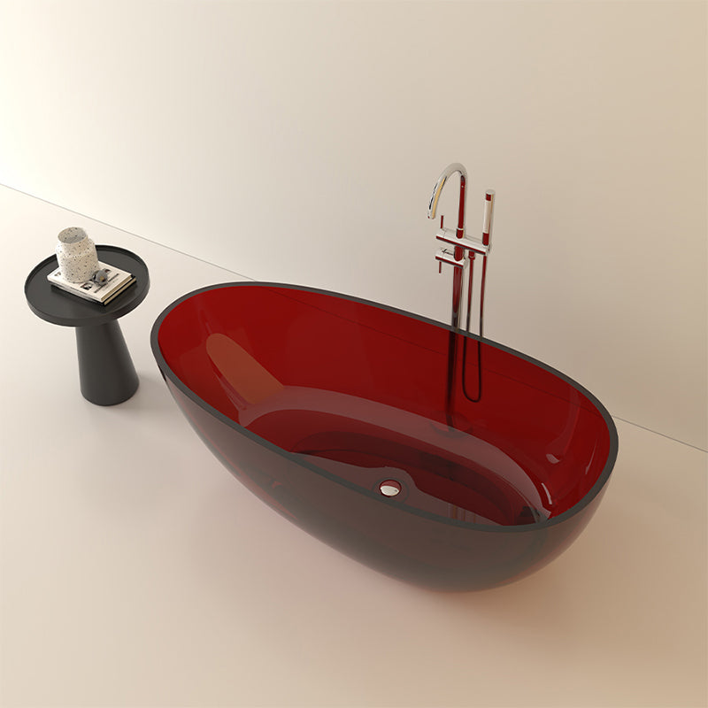 Modern Acrylic Oval Bathtub Soaking Freestanding Center Bathtub Red Clearhalo 'Bathroom Remodel & Bathroom Fixtures' 'Bathtubs' 'Home Improvement' 'home_improvement' 'home_improvement_bathtubs' 'Showers & Bathtubs' 7003740
