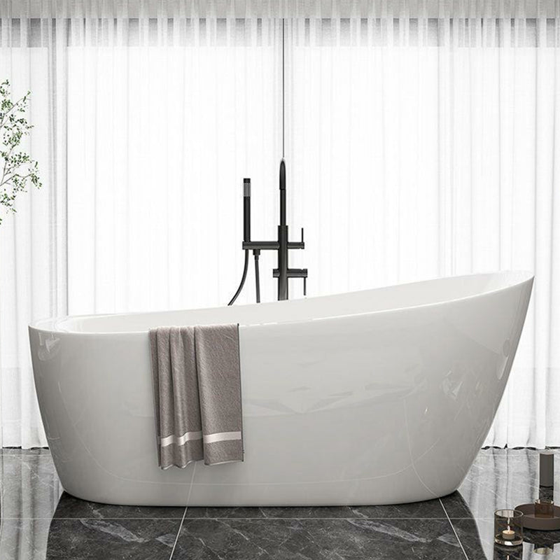 Freestanding Soaking Bathtub Antique Finish Oval Modern Bath Tub Black 59"L x 29"W x 29"H Tub with Freestanding Tub Fillers Clearhalo 'Bathroom Remodel & Bathroom Fixtures' 'Bathtubs' 'Home Improvement' 'home_improvement' 'home_improvement_bathtubs' 'Showers & Bathtubs' 7003752