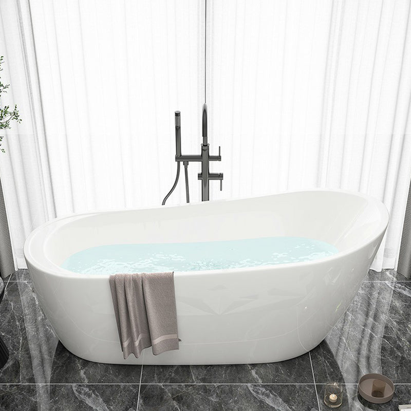 Freestanding Soaking Bathtub Antique Finish Oval Modern Bath Tub Black 63"L x 29"W x 29"H Tub with Freestanding Tub Fillers Clearhalo 'Bathroom Remodel & Bathroom Fixtures' 'Bathtubs' 'Home Improvement' 'home_improvement' 'home_improvement_bathtubs' 'Showers & Bathtubs' 7003755