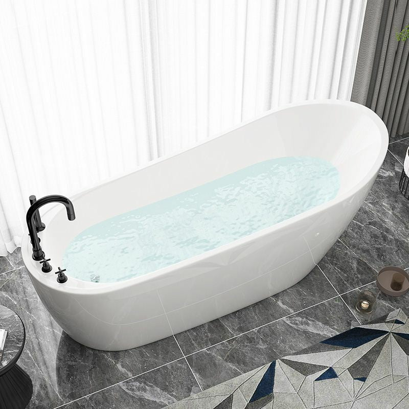 Freestanding Soaking Bathtub Antique Finish Oval Modern Bath Tub White Tub with Black 5-Piece Set Clearhalo 'Bathroom Remodel & Bathroom Fixtures' 'Bathtubs' 'Home Improvement' 'home_improvement' 'home_improvement_bathtubs' 'Showers & Bathtubs' 7003762