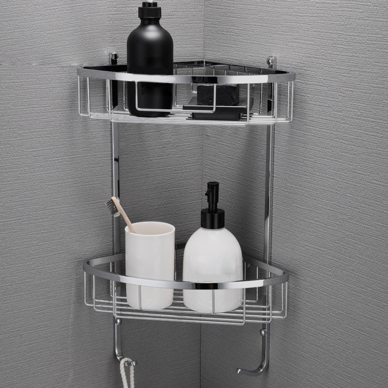 5-Piece Modernbathroom Accessory as Individual or as a Set Polished Chrome Bathroom Set Double Layer Triangle Bath Shelves Clearhalo 'Bathroom Hardware Sets' 'Bathroom Hardware' 'Bathroom Remodel & Bathroom Fixtures' 'bathroom_hardware_sets' 'Home Improvement' 'home_improvement' 'home_improvement_bathroom_hardware_sets' 7003804