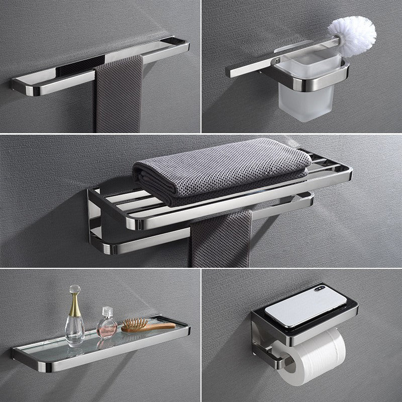 5-Piece Modernbathroom Accessory as Individual or as a Set Polished Chrome Bathroom Set 5 piece Set Clearhalo 'Bathroom Hardware Sets' 'Bathroom Hardware' 'Bathroom Remodel & Bathroom Fixtures' 'bathroom_hardware_sets' 'Home Improvement' 'home_improvement' 'home_improvement_bathroom_hardware_sets' 7003811