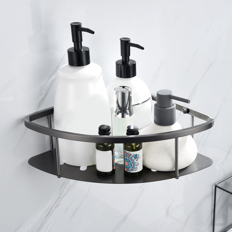 Gray 5-Piece Modern Bathroom Accessory Set in Stainless Steel Triangular Bath Shelf Clearhalo 'Bathroom Hardware Sets' 'Bathroom Hardware' 'Bathroom Remodel & Bathroom Fixtures' 'bathroom_hardware_sets' 'Home Improvement' 'home_improvement' 'home_improvement_bathroom_hardware_sets' 7003828