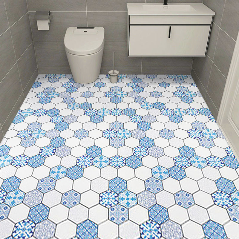 Modern PVC Flooring Self Adhesive Geometric Printed Low Gloss Vinyl Floor Planks Blue-White Clearhalo 'Flooring 'Home Improvement' 'home_improvement' 'home_improvement_vinyl_flooring' 'Vinyl Flooring' 'vinyl_flooring' Walls and Ceiling' 7010538