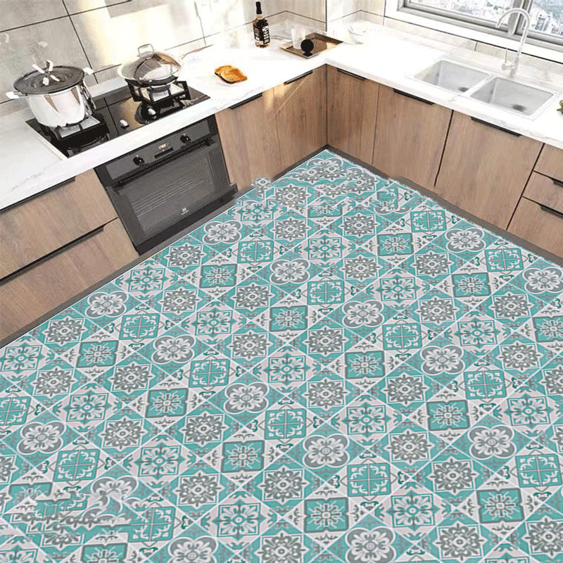 Modern PVC Flooring Self Adhesive Geometric Printed Low Gloss Vinyl Floor Planks Green Clearhalo 'Flooring 'Home Improvement' 'home_improvement' 'home_improvement_vinyl_flooring' 'Vinyl Flooring' 'vinyl_flooring' Walls and Ceiling' 7010542