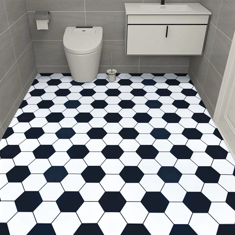 Modern PVC Flooring Self Adhesive Geometric Printed Low Gloss Vinyl Floor Planks White-Black Clearhalo 'Flooring 'Home Improvement' 'home_improvement' 'home_improvement_vinyl_flooring' 'Vinyl Flooring' 'vinyl_flooring' Walls and Ceiling' 7010543