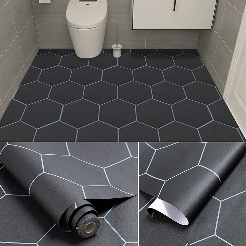 Modern PVC Flooring Self Adhesive Geometric Printed Low Gloss Vinyl Floor Planks Black Clearhalo 'Flooring 'Home Improvement' 'home_improvement' 'home_improvement_vinyl_flooring' 'Vinyl Flooring' 'vinyl_flooring' Walls and Ceiling' 7010548