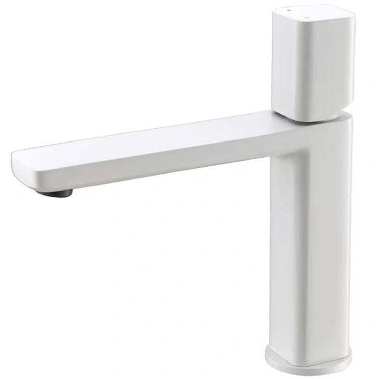 Modern Knob Handle Sink Faucet White Brass Bathroom Sink Faucet Clearhalo 'Bathroom Remodel & Bathroom Fixtures' 'Bathroom Sink Faucets' 'Bathroom Sinks & Faucet Components' 'bathroom_sink_faucets' 'Home Improvement' 'home_improvement' 'home_improvement_bathroom_sink_faucets' 7010636