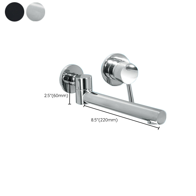 Modern Bathroom Sink Faucet Metal Widespread Wall Mounted Sink Faucet Clearhalo 'Bathroom Remodel & Bathroom Fixtures' 'Bathroom Sink Faucets' 'Bathroom Sinks & Faucet Components' 'bathroom_sink_faucets' 'Home Improvement' 'home_improvement' 'home_improvement_bathroom_sink_faucets' 7010662