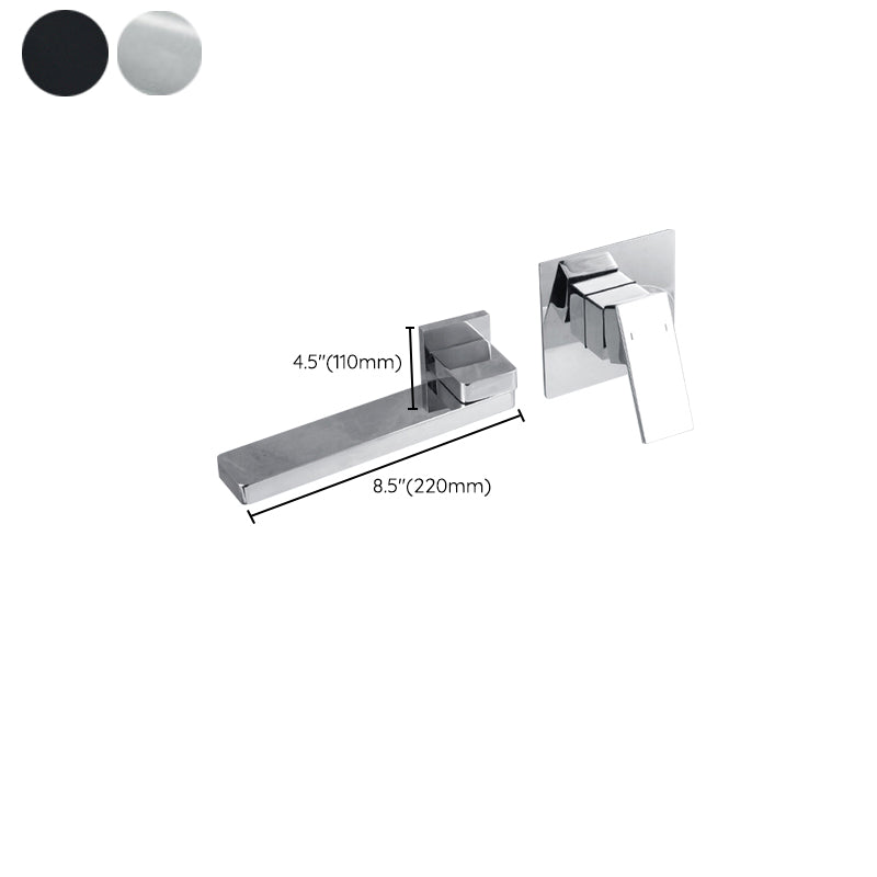 Modern Bathroom Sink Faucet Metal Widespread Wall Mounted Sink Faucet Clearhalo 'Bathroom Remodel & Bathroom Fixtures' 'Bathroom Sink Faucets' 'Bathroom Sinks & Faucet Components' 'bathroom_sink_faucets' 'Home Improvement' 'home_improvement' 'home_improvement_bathroom_sink_faucets' 7010664