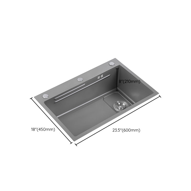 Grey Kitchen Sink Cutting Board Single Bowl Stainless Steel Top-Mount Kitchen Sink Clearhalo 'Home Improvement' 'home_improvement' 'home_improvement_kitchen_sinks' 'Kitchen Remodel & Kitchen Fixtures' 'Kitchen Sinks & Faucet Components' 'Kitchen Sinks' 'kitchen_sinks' 7010888