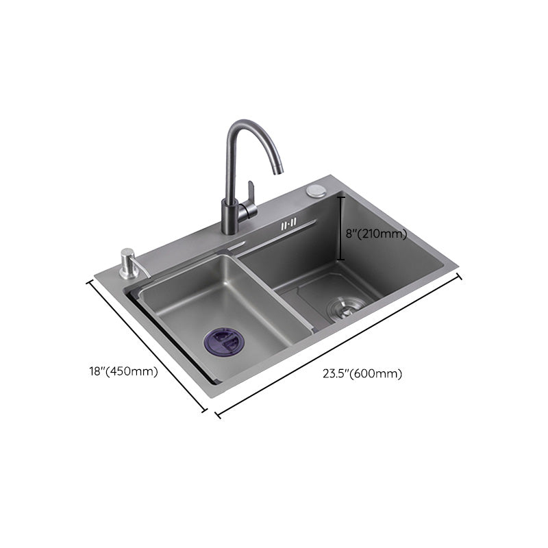 Grey Kitchen Sink Cutting Board Single Bowl Stainless Steel Top-Mount Kitchen Sink Clearhalo 'Home Improvement' 'home_improvement' 'home_improvement_kitchen_sinks' 'Kitchen Remodel & Kitchen Fixtures' 'Kitchen Sinks & Faucet Components' 'Kitchen Sinks' 'kitchen_sinks' 7010892