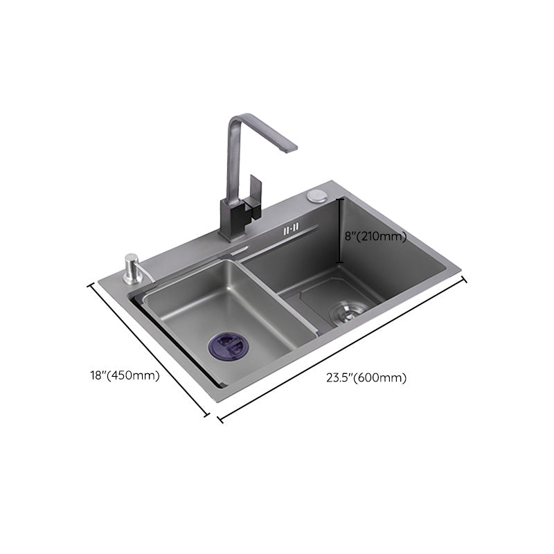 Grey Kitchen Sink Cutting Board Single Bowl Stainless Steel Top-Mount Kitchen Sink Clearhalo 'Home Improvement' 'home_improvement' 'home_improvement_kitchen_sinks' 'Kitchen Remodel & Kitchen Fixtures' 'Kitchen Sinks & Faucet Components' 'Kitchen Sinks' 'kitchen_sinks' 7010896