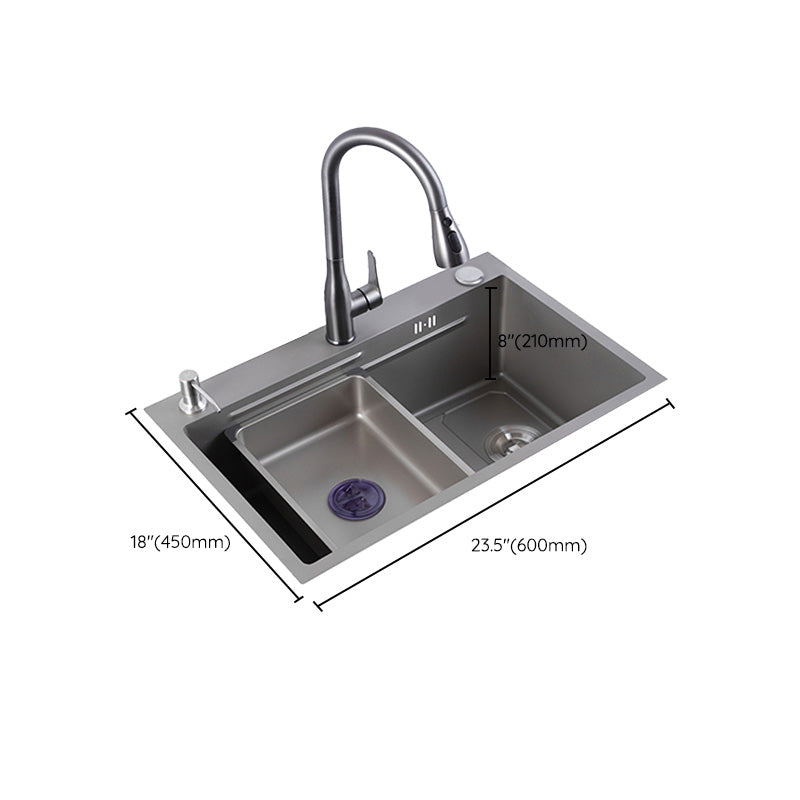 Grey Kitchen Sink Cutting Board Single Bowl Stainless Steel Top-Mount Kitchen Sink Clearhalo 'Home Improvement' 'home_improvement' 'home_improvement_kitchen_sinks' 'Kitchen Remodel & Kitchen Fixtures' 'Kitchen Sinks & Faucet Components' 'Kitchen Sinks' 'kitchen_sinks' 7010900