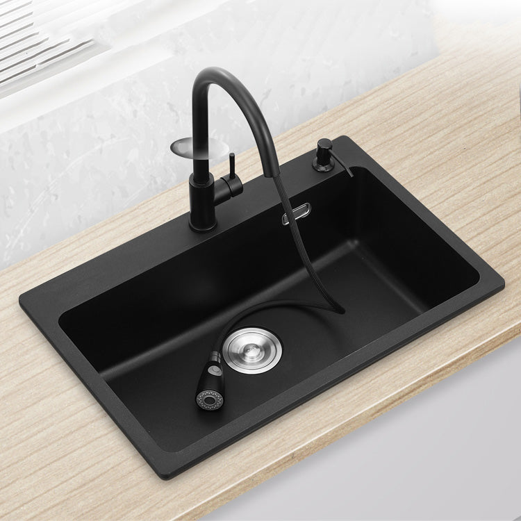 Quartz Kitchen Sink Rectangular Single Bowl Kitchen Sink with Drain Assembly Clearhalo 'Home Improvement' 'home_improvement' 'home_improvement_kitchen_sinks' 'Kitchen Remodel & Kitchen Fixtures' 'Kitchen Sinks & Faucet Components' 'Kitchen Sinks' 'kitchen_sinks' 7010913