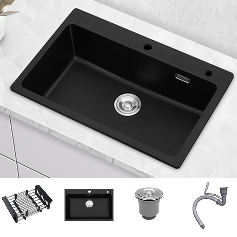 Quartz Kitchen Sink Rectangular Single Bowl Kitchen Sink with Drain Assembly Sink Only None Clearhalo 'Home Improvement' 'home_improvement' 'home_improvement_kitchen_sinks' 'Kitchen Remodel & Kitchen Fixtures' 'Kitchen Sinks & Faucet Components' 'Kitchen Sinks' 'kitchen_sinks' 7010916