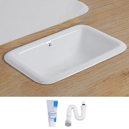 Traditional Square Wash Stand Ceramic Metal Undermount Bathroom Sink 22"L x 16"W x 8"H Sink Clearhalo 'Bathroom Remodel & Bathroom Fixtures' 'Bathroom Sinks & Faucet Components' 'Bathroom Sinks' 'bathroom_sink' 'Home Improvement' 'home_improvement' 'home_improvement_bathroom_sink' 7011000