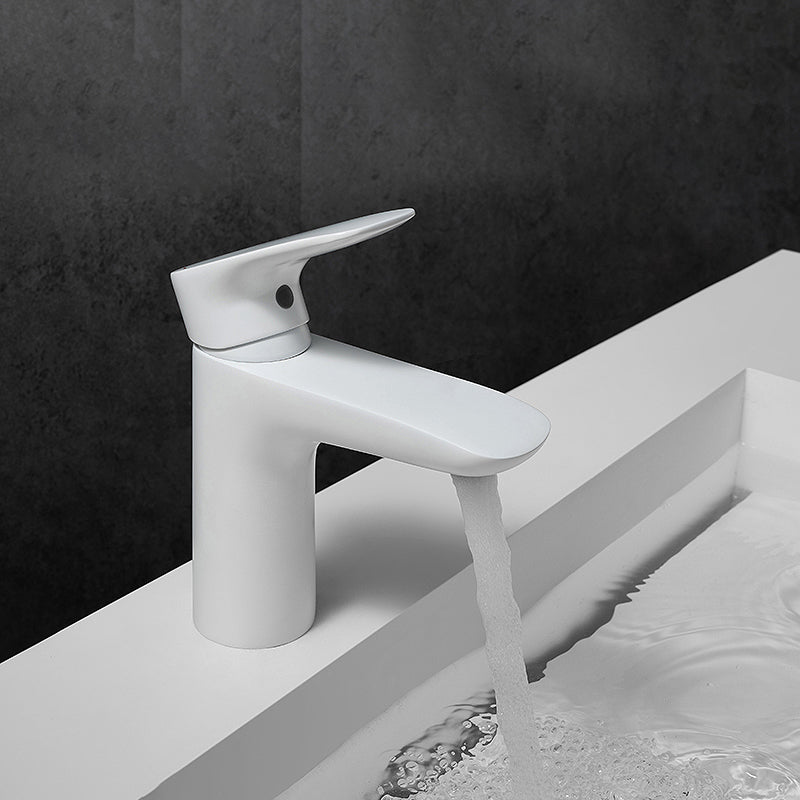 Modern Lever Handles Sink Faucet White Brass Bathroom Sink Faucet