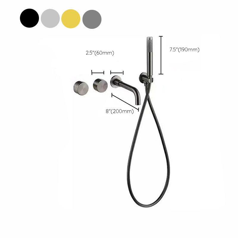 Contemporary Wall Mounted Metal Tub Filler Low Arc Waterfall Bathroom Faucet Clearhalo 'Bathroom Remodel & Bathroom Fixtures' 'Bathtub Faucets' 'bathtub_faucets' 'Home Improvement' 'home_improvement' 'home_improvement_bathtub_faucets' 7011568