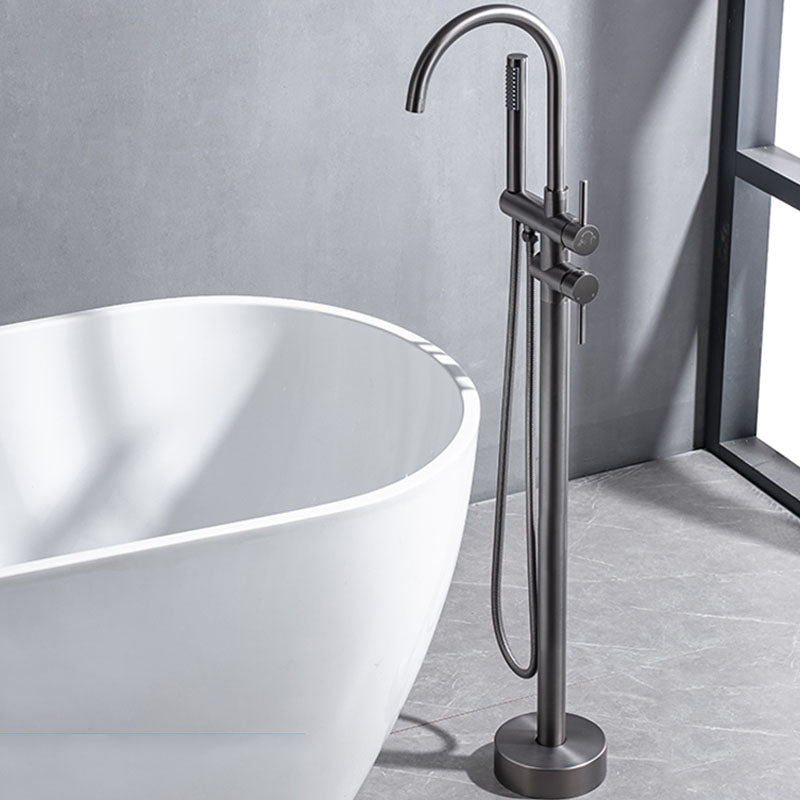 Floor Mounted Copper Freestanding Tub Filler Freestanding High Arc Tub Metal Filler Trim Clearhalo 'Bathroom Remodel & Bathroom Fixtures' 'Bathtub Faucets' 'bathtub_faucets' 'Home Improvement' 'home_improvement' 'home_improvement_bathtub_faucets' 7011571