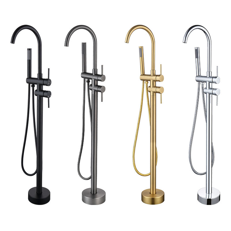 Floor Mounted Copper Freestanding Tub Filler Freestanding High Arc Tub Metal Filler Trim Clearhalo 'Bathroom Remodel & Bathroom Fixtures' 'Bathtub Faucets' 'bathtub_faucets' 'Home Improvement' 'home_improvement' 'home_improvement_bathtub_faucets' 7011577