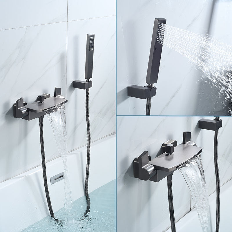 Modern Tub Faucet Trim Brass Wall Mounted Waterfall Tub Spout Trim Clearhalo 'Bathroom Remodel & Bathroom Fixtures' 'Bathtub Faucets' 'bathtub_faucets' 'Home Improvement' 'home_improvement' 'home_improvement_bathtub_faucets' 7011595