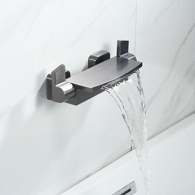 Modern Tub Faucet Trim Brass Wall Mounted Waterfall Tub Spout Trim Gun Grey Snigle Function Spray Hand Shower Not Included Clearhalo 'Bathroom Remodel & Bathroom Fixtures' 'Bathtub Faucets' 'bathtub_faucets' 'Home Improvement' 'home_improvement' 'home_improvement_bathtub_faucets' 7011603