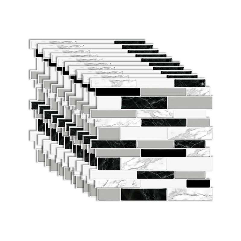 Modern Peel & Stick Mosaic Tile PVC Herringbone Peel and Stick Wall Tile White-Black Clearhalo 'Flooring 'Home Improvement' 'home_improvement' 'home_improvement_peel_stick_blacksplash' 'Peel & Stick Backsplash Tile' 'peel_stick_blacksplash' 'Walls & Ceilings' Walls and Ceiling' 7011810