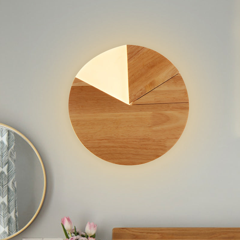 8"/11" Wide Sector Wall Light Sconce Nordic Wood LED Bedside Wall Lamp in White/Warm Light Clearhalo 'Wall Lamps & Sconces' 'Wall Lights' Lighting' 702002