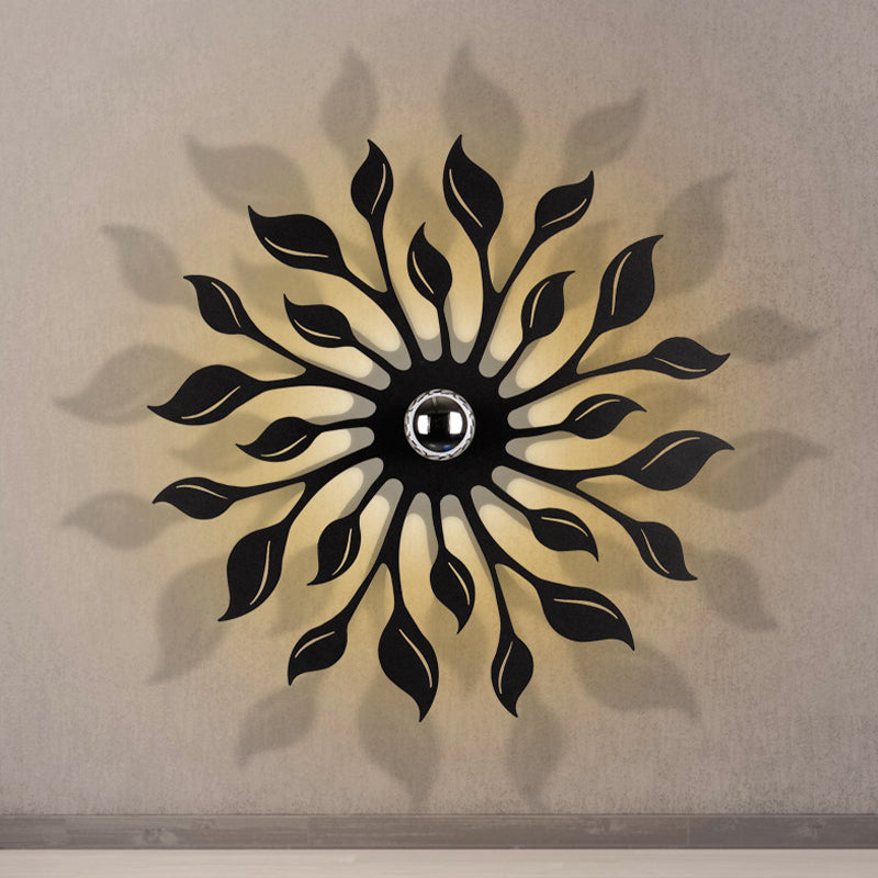 Black Finish Blossom Wall Sconce Light Nordic LED Metal Wall Mounted Lamp for Living Room Black Clearhalo 'Wall Lamps & Sconces' 'Wall Lights' Lighting' 702037