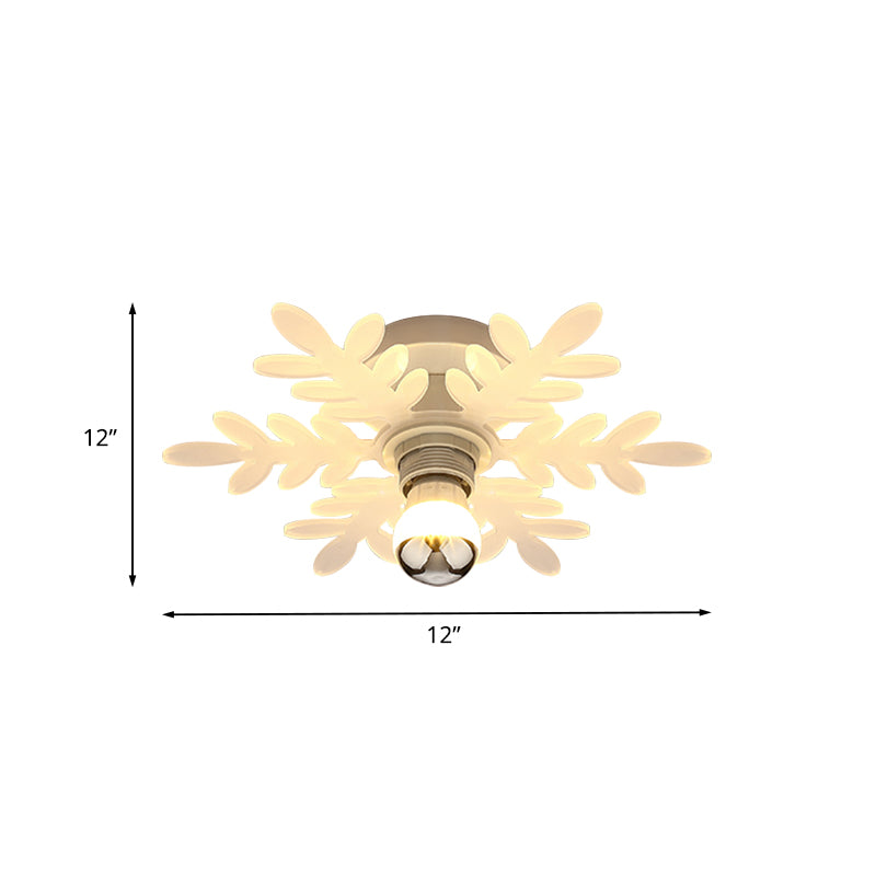 Olive Branch Semi Flushmount Nordic Acrylic 1 Head White LED Flush Mounted Lamp for Hallway in White/Warm Light Clearhalo 'Ceiling Lights' 'Close To Ceiling Lights' 'Close to ceiling' 'Semi-flushmount' Lighting' 702056