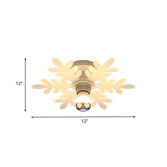 Olive Branch Semi Flushmount Nordic Acrylic 1 Head White LED Flush Mounted Lamp for Hallway in White/Warm Light Clearhalo 'Ceiling Lights' 'Close To Ceiling Lights' 'Close to ceiling' 'Semi-flushmount' Lighting' 702056