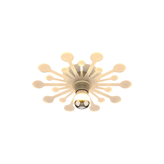 Nordic 1 Bulb Semi Flush Light Fixture White Dandelion LED Flush Mount with Acrylic Shade in White/Warm Light Clearhalo 'Ceiling Lights' 'Close To Ceiling Lights' 'Close to ceiling' 'Semi-flushmount' Lighting' 702060