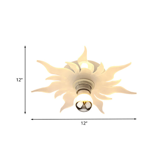 1-Light Corridor Semi Flush Mount Nordic White LED Flush Lamp Fixture with Sunflower Acrylic Shade, White/Warm Light Clearhalo 'Ceiling Lights' 'Close To Ceiling Lights' 'Close to ceiling' 'Semi-flushmount' Lighting' 702066