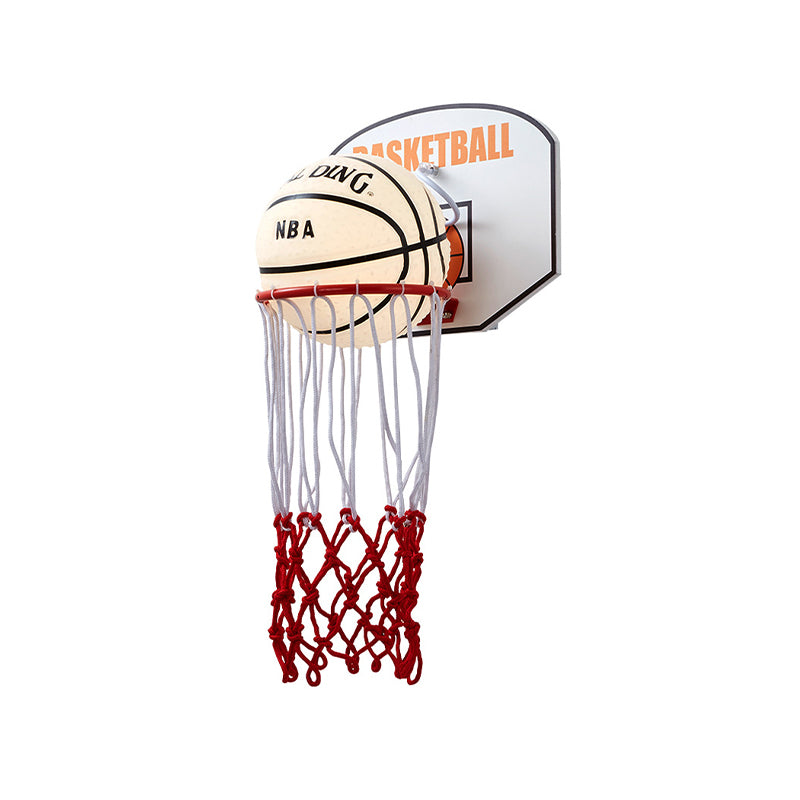 Cartoon Basket Frame Shape Wall Light Rope 1 Head Bedroom Sconce in Red with Basketball Opal Glass Shade Clearhalo 'Wall Lamps & Sconces' 'Wall Lights' Lighting' 702107