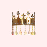 Crown Sconce Light Fixture Cartoon Iron LED Pink/Gold Wall Mount Light with Crystal Drop Deco Clearhalo 'Wall Lamps & Sconces' 'Wall Lights' Lighting' 702127