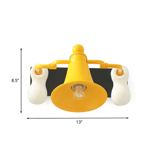 Metal Bell Man Shape Wall Lighting Cartoon 1 Light Sconce Lamp Fixture in Yellow for Bedside Clearhalo 'Wall Lamps & Sconces' 'Wall Lights' Lighting' 702175